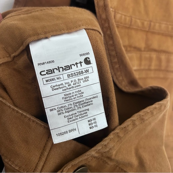 CARHARTT Relaxed Fit Short Overalls Brown Canvas Size M (8–10) - Picture 9 of 10
